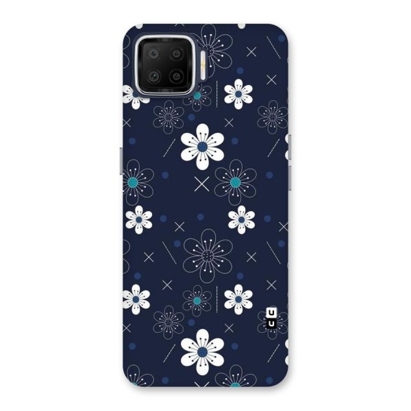 White Floral Shapes Back Case for Oppo F17