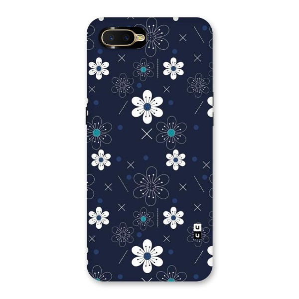 White Floral Shapes Back Case for Oppo K1