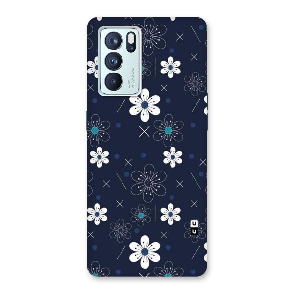 White Floral Shapes Back Case for Oppo Reno6 Pro 5G
