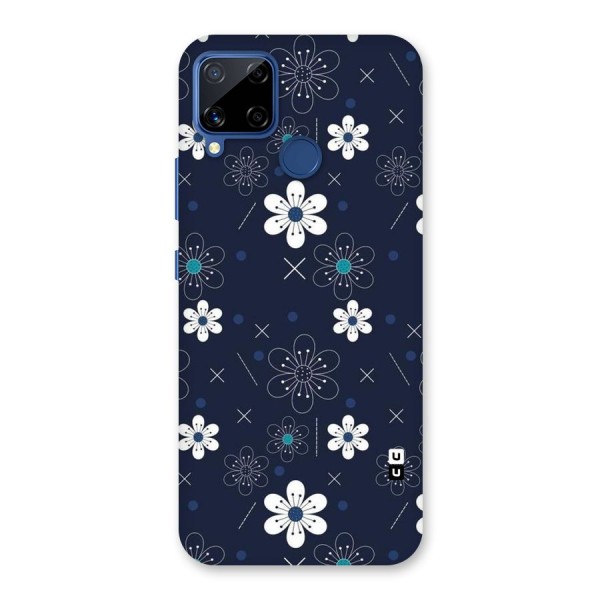 White Floral Shapes Back Case for Realme C15