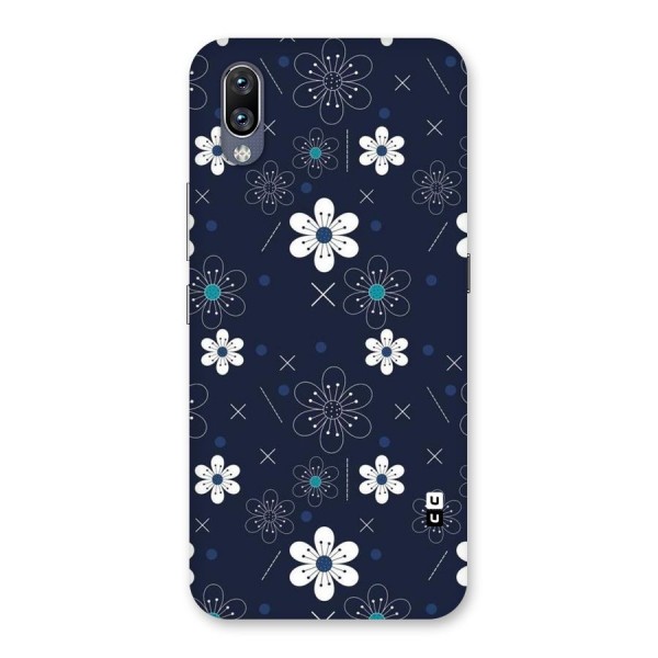 White Floral Shapes Back Case for Vivo NEX