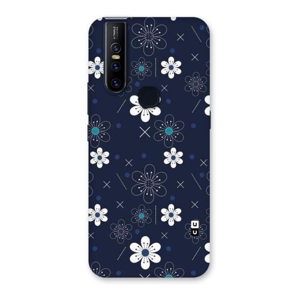 White Floral Shapes Back Case for Vivo V15