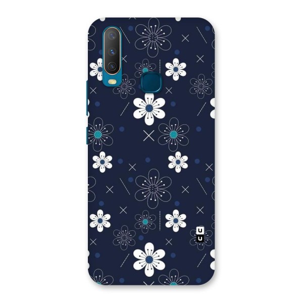 White Floral Shapes Back Case for Vivo Y15