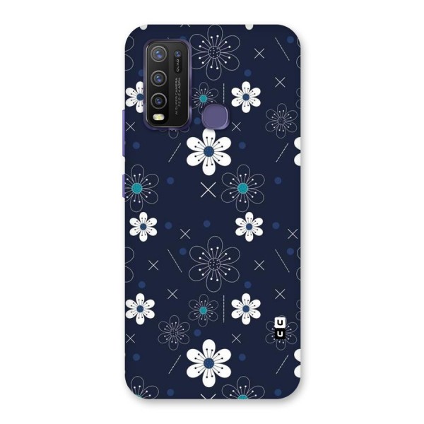 White Floral Shapes Back Case for Vivo Y30