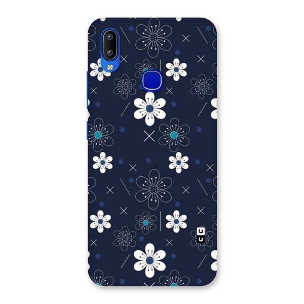 White Floral Shapes Back Case for Vivo Y91