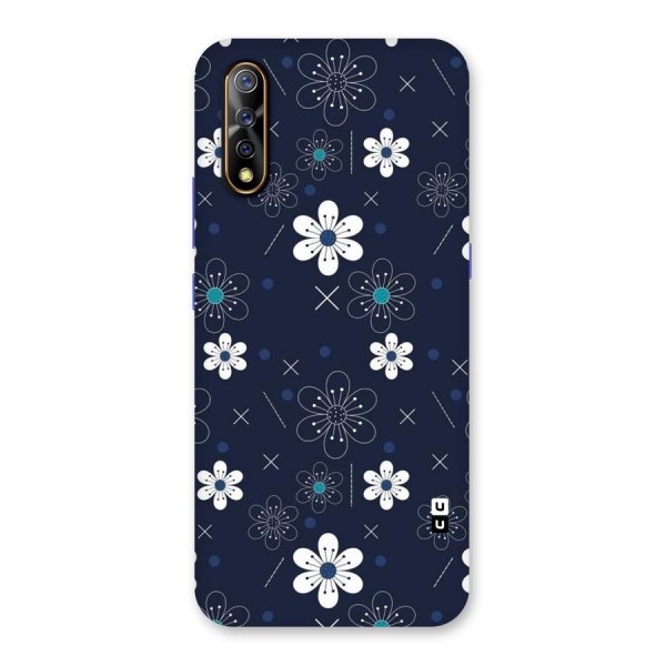 White Floral Shapes Back Case for Vivo Z1x