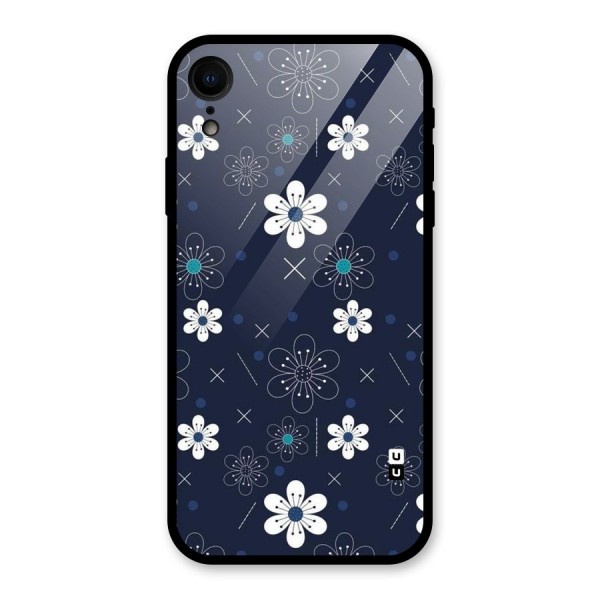 White Floral Shapes Glass Back Case for XR