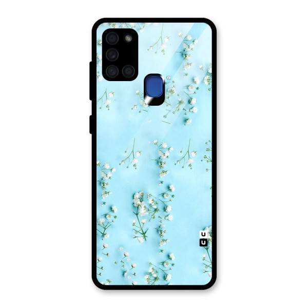 White Lily Design Glass Back Case for Galaxy A21s