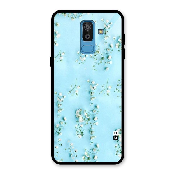 White Lily Design Glass Back Case for Galaxy J8