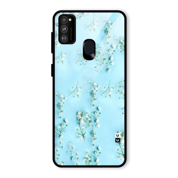 White Lily Design Glass Back Case for Galaxy M21