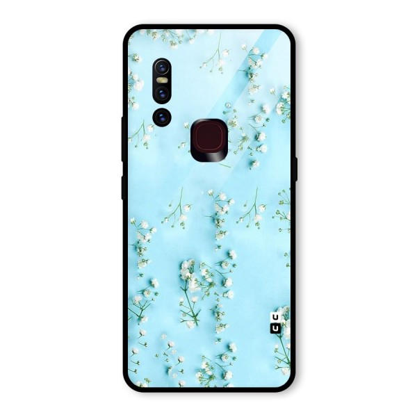 White Lily Design Glass Back Case for Vivo V15