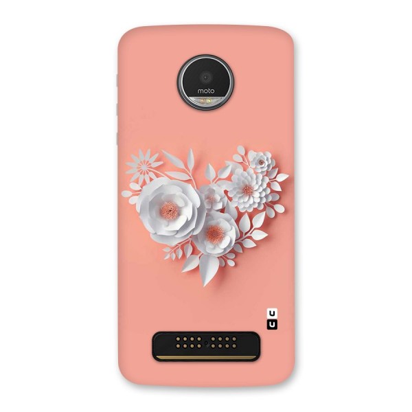 White Paper Flower Back Case for Moto Z Play