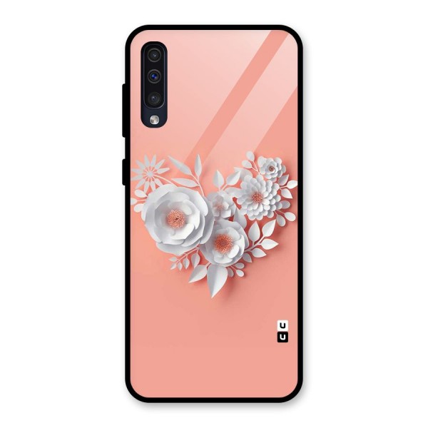 White Paper Flower Glass Back Case for Galaxy A50s