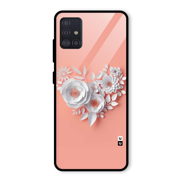 White Paper Flower Glass Back Case for Galaxy A51