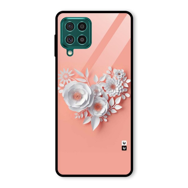 White Paper Flower Glass Back Case for Galaxy F62