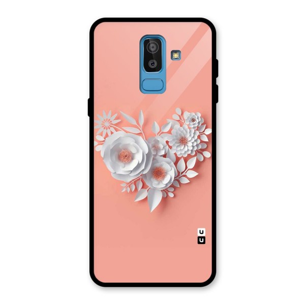 White Paper Flower Glass Back Case for Galaxy J8