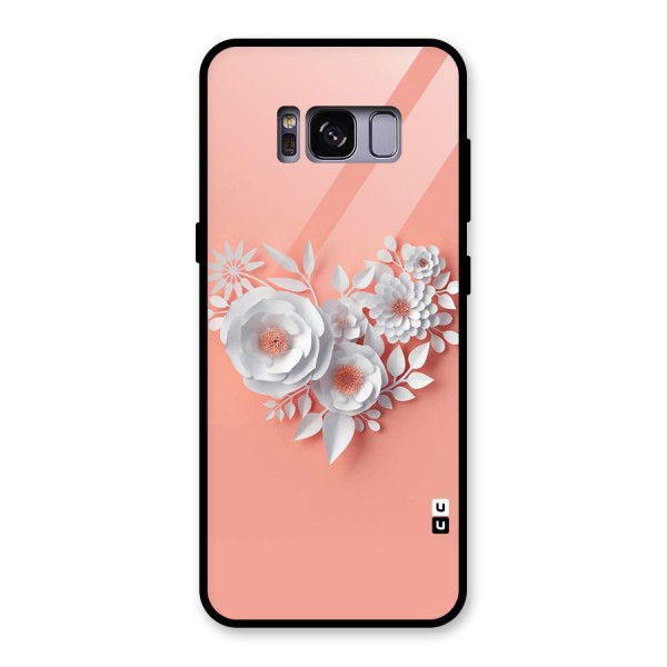 White Paper Flower Glass Back Case for Galaxy S8