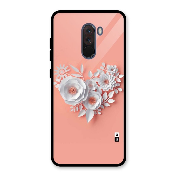 White Paper Flower Glass Back Case for Poco F1