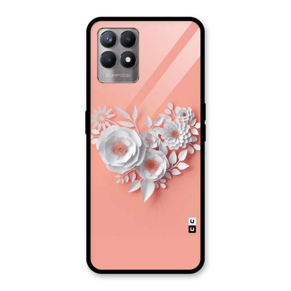 White Paper Flower Glass Back Case for Realme 8i