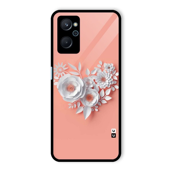 White Paper Flower Glass Back Case for Realme 9i