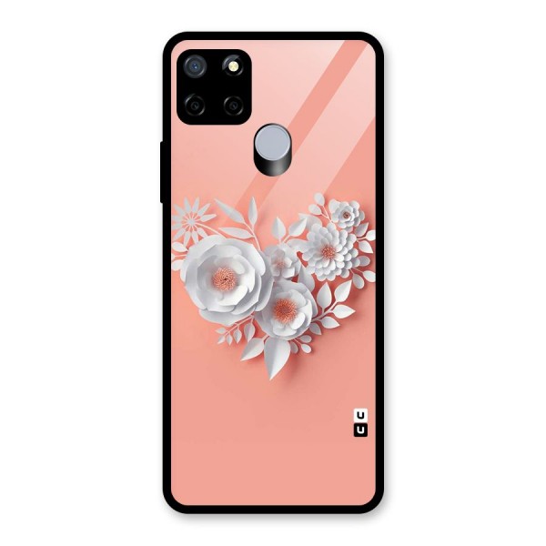 White Paper Flower Glass Back Case for Realme C15