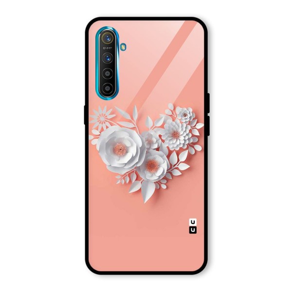 White Paper Flower Glass Back Case for Realme XT