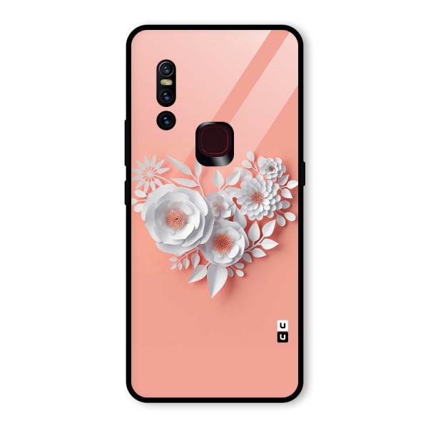 White Paper Flower Glass Back Case for Vivo V15