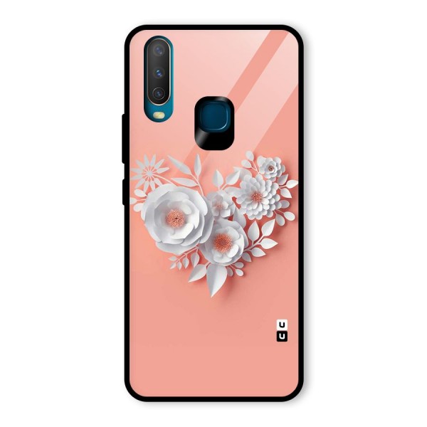 White Paper Flower Glass Back Case for Vivo Y15