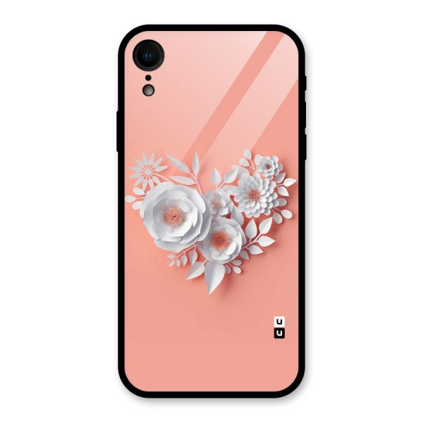 White Paper Flower Glass Back Case for XR