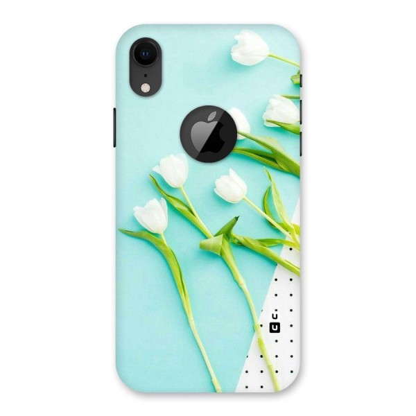 White Tulips Back Case for iPhone XR Logo Cut