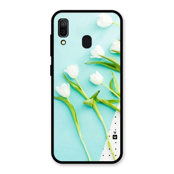 White Tulips Glass Back Case for Galaxy A30