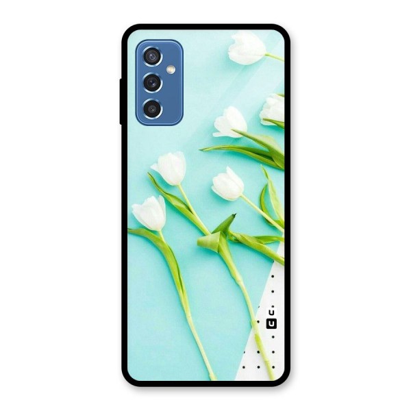 White Tulips Glass Back Case for Galaxy M52 5G