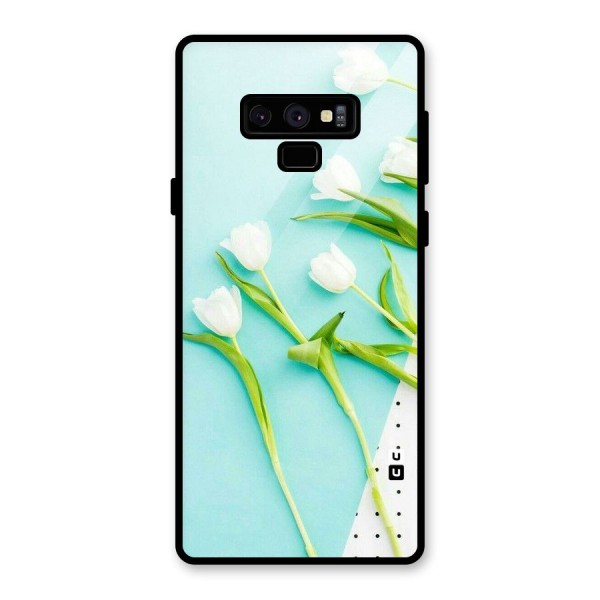 White Tulips Glass Back Case for Galaxy Note 9