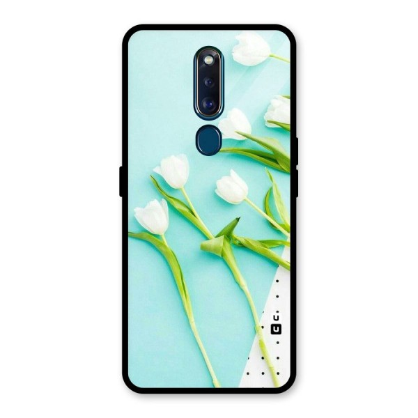 White Tulips Glass Back Case for Oppo F11 Pro