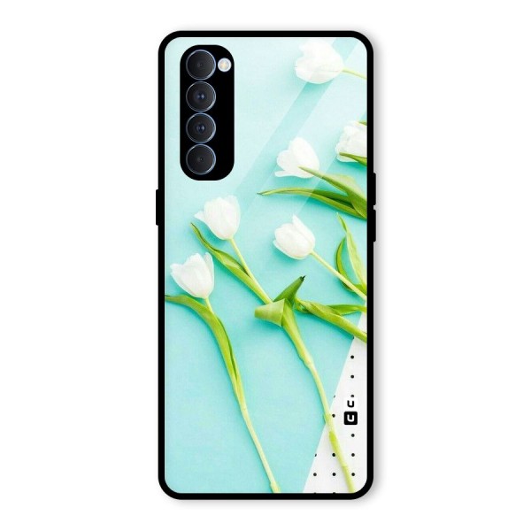 White Tulips Glass Back Case for Oppo Reno4 Pro