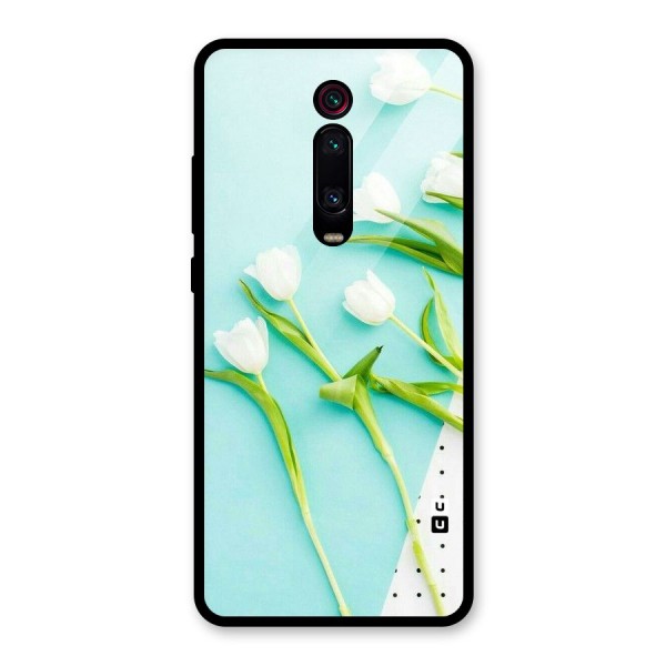 White Tulips Glass Back Case for Redmi K20 Pro