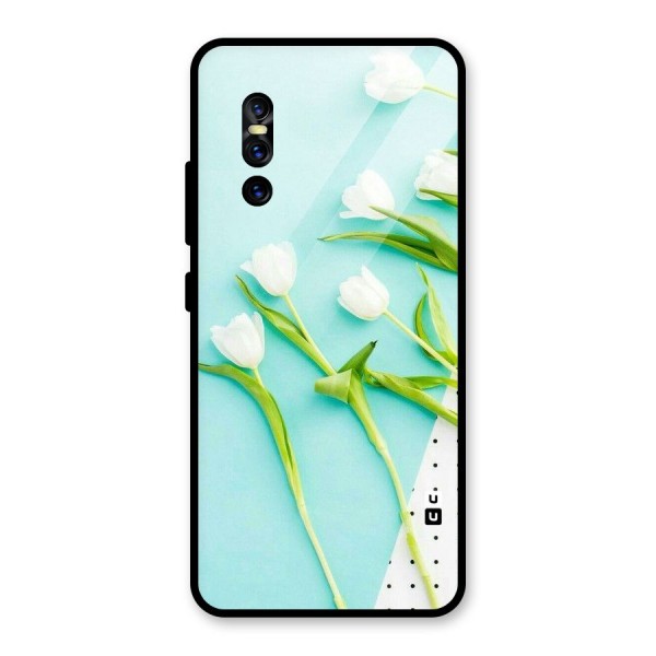 White Tulips Glass Back Case for Vivo V15 Pro