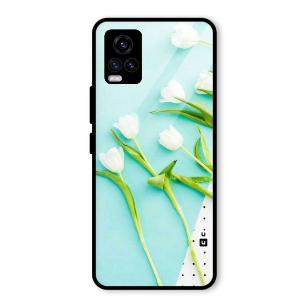 White Tulips Glass Back Case for Vivo V20