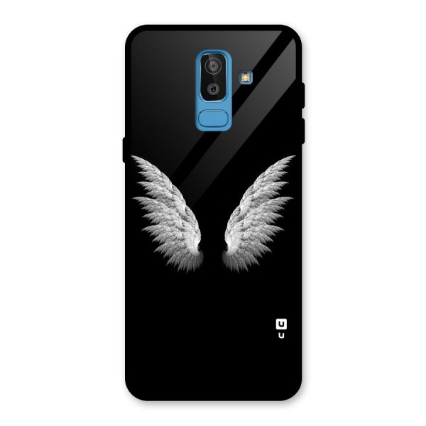 White Wings Glass Back Case for Galaxy J8