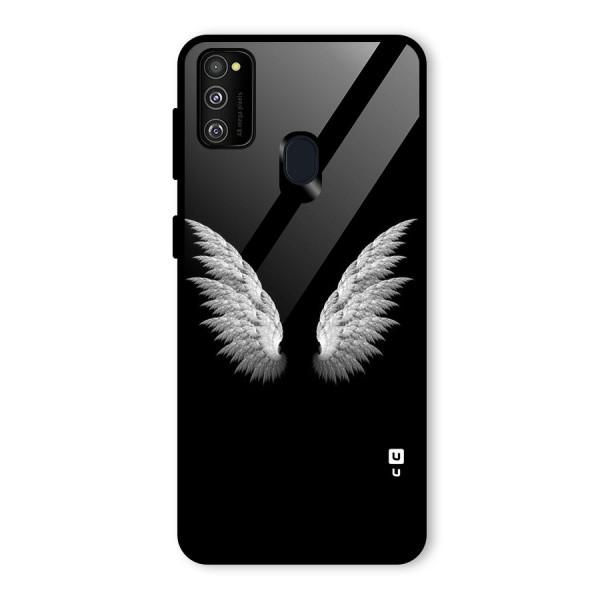 White Wings Glass Back Case for Galaxy M21