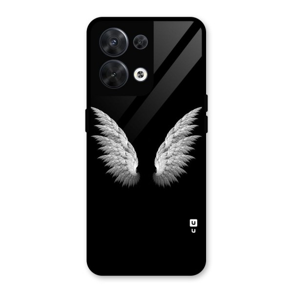 White Wings Glass Back Case for Oppo Reno8 5G