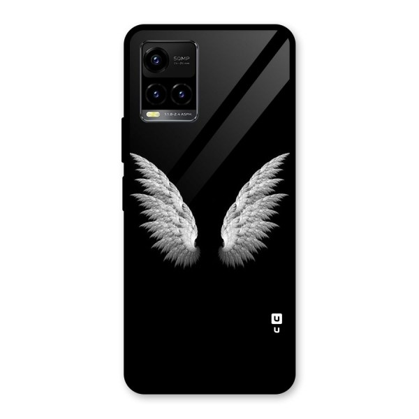 White Wings Glass Back Case for Vivo Y21G