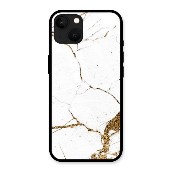 White and Gold Design Glass Back Case for iPhone 13