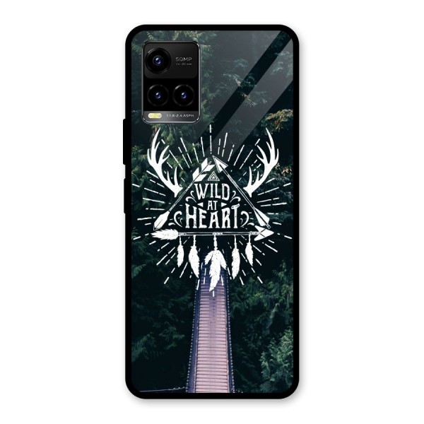 Wild Heart Glass Back Case for Vivo Y21G