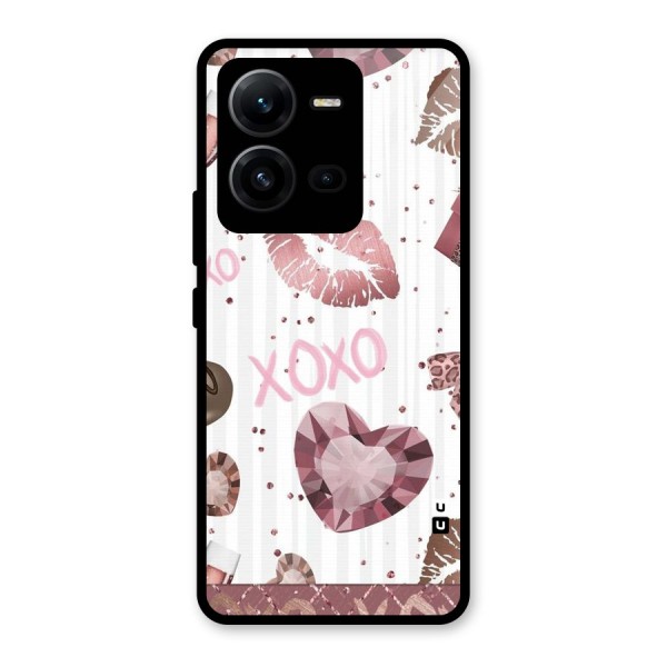 Wine Lip xoxo Glass Back Case for Vivo V25