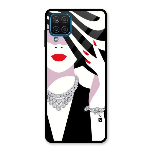 Women Beauty Glass Back Case for Galaxy A12