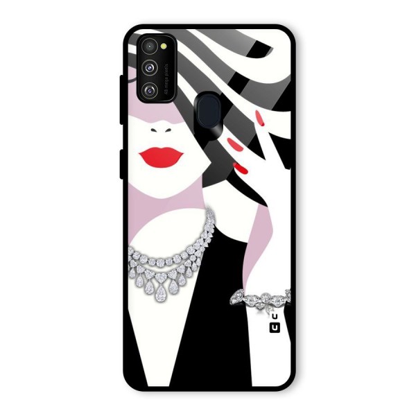 Women Beauty Glass Back Case for Galaxy M21