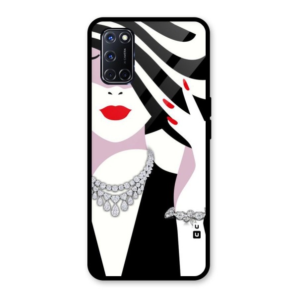 Women Beauty Glass Back Case for Oppo A52