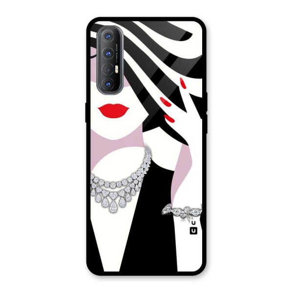 Women Beauty Glass Back Case for Oppo Reno3 Pro