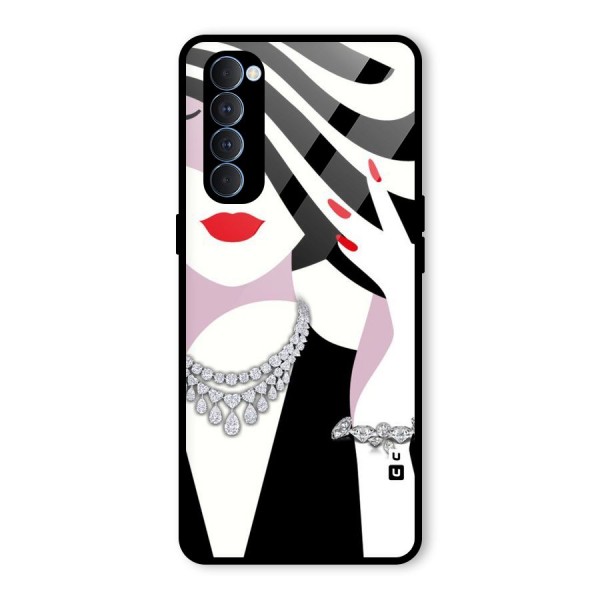 Women Beauty Glass Back Case for Oppo Reno4 Pro